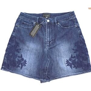 G by Giuliana Jean Shorts Women's‎ Size 6 Blue Denim Embroidered Floral Stretch